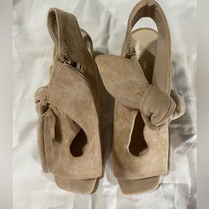 MOOMMO Women Heeled Sandals with Bow Peep Toe Chunky Block Low Heel Size 9